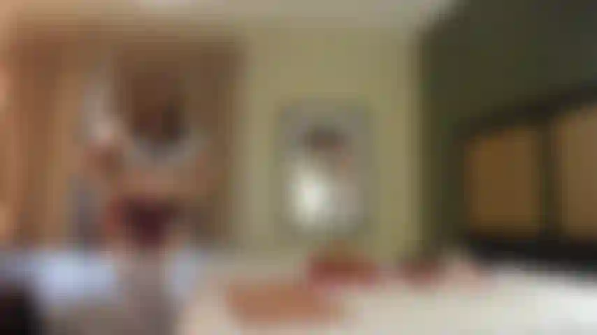 topless CEI wearing my schoolgirl outfit w thigh highs and stripper heels on the bed shot in HD cam w remote for zoom