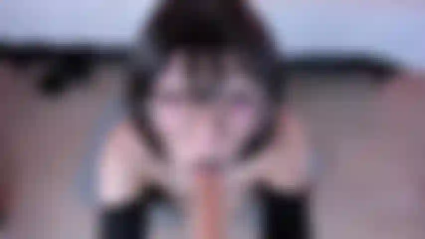 POV Blowjob- Gothic girl paint your dick with her black lipstick #glasses #shorthair #fishnet