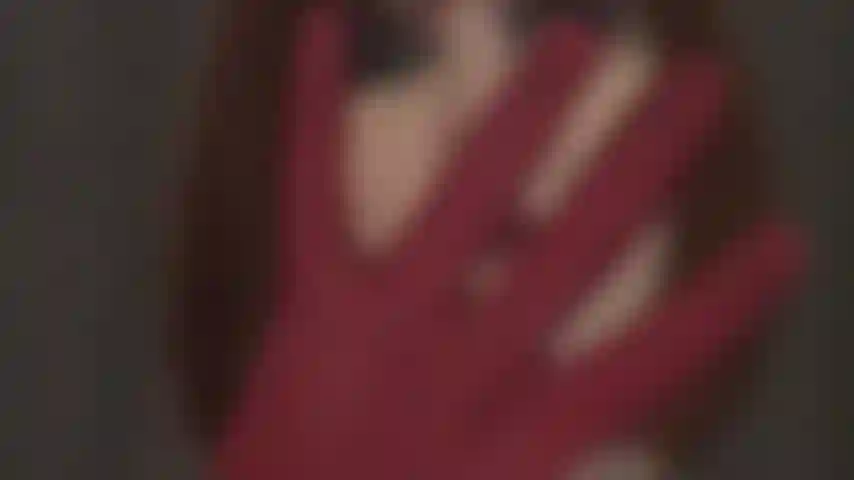 Gloves fetish indulgence - Wonderful red gloves and red lips tease.