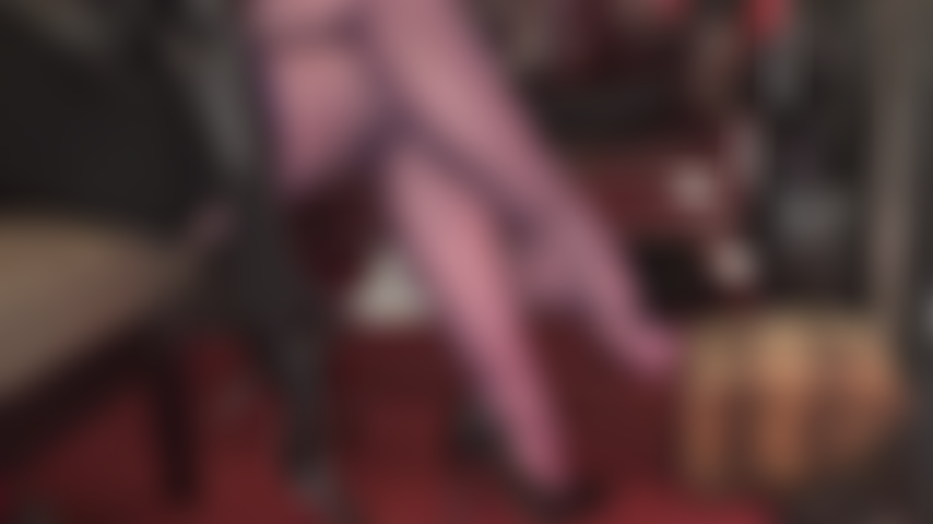 Purple stocking legs own you - You have fallen hard and deep for Mistress Vivian's nylon legs, feet and heels. The more they abuse you, the more you crave them.