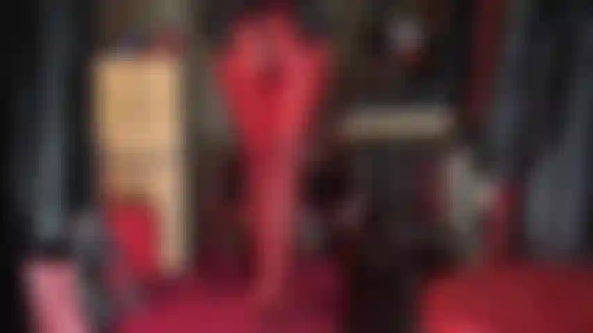 Culo e cazzo: entrambi ti eccitano tantissimo, quando vedi il meraviglioso sedere rotondo della mia padrona in stretti leggings rossi con il suo gigantesco strapon nero che penzola.