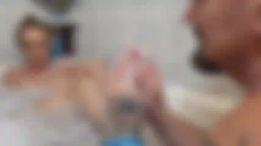 foot washing and  massage in bubble bath